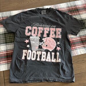 Gray Women’s Shirt with Coffee and Football Design